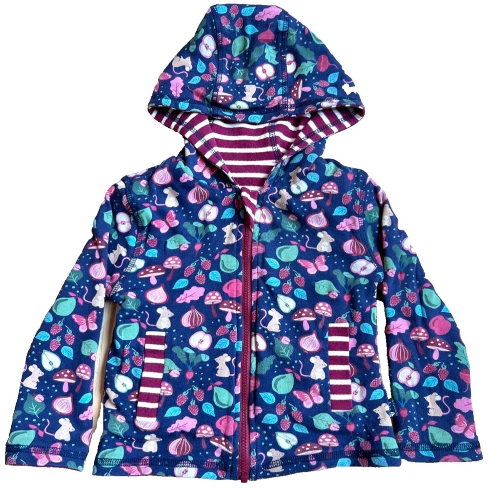 Jojo Maman Bebe 12-18 M Hooded Long Sleeve Reversible Jacket Embroidered Stripe